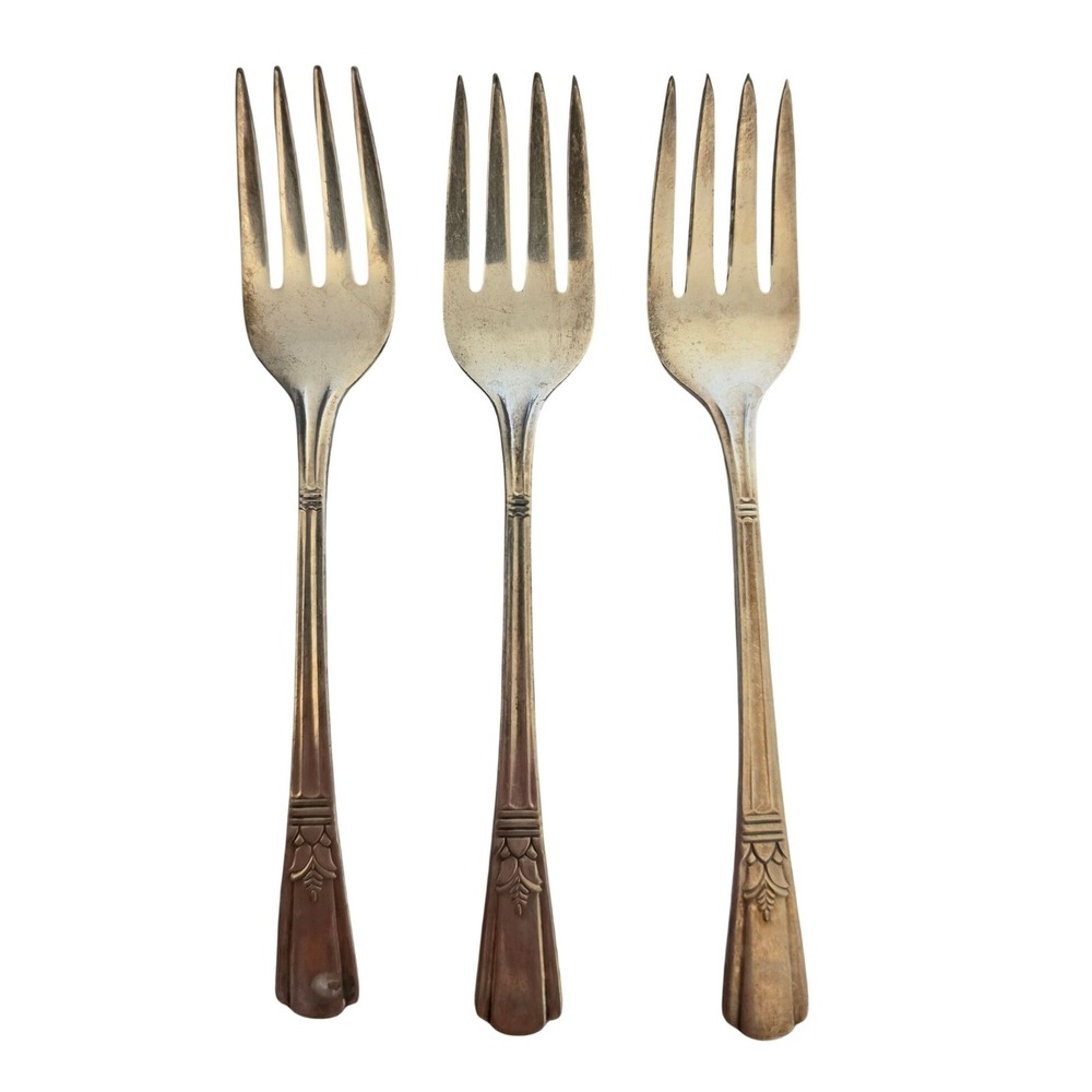Vintage Court Silver Plate Seafood Cocktail Forks Art Deco Set‎ of 3 6 Inch